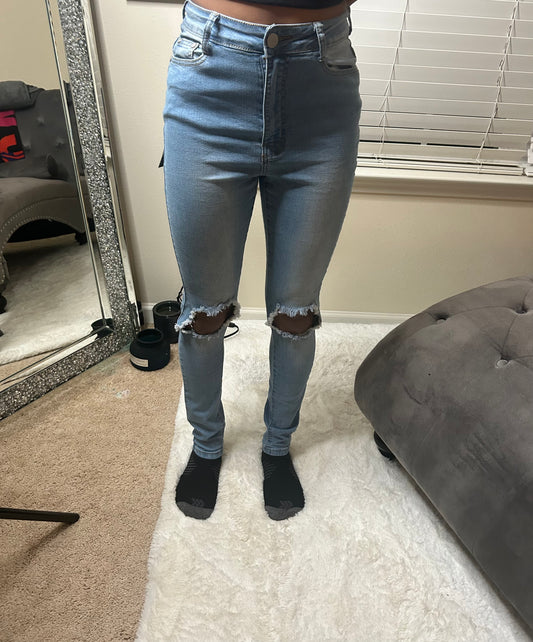 light wash rip jeans