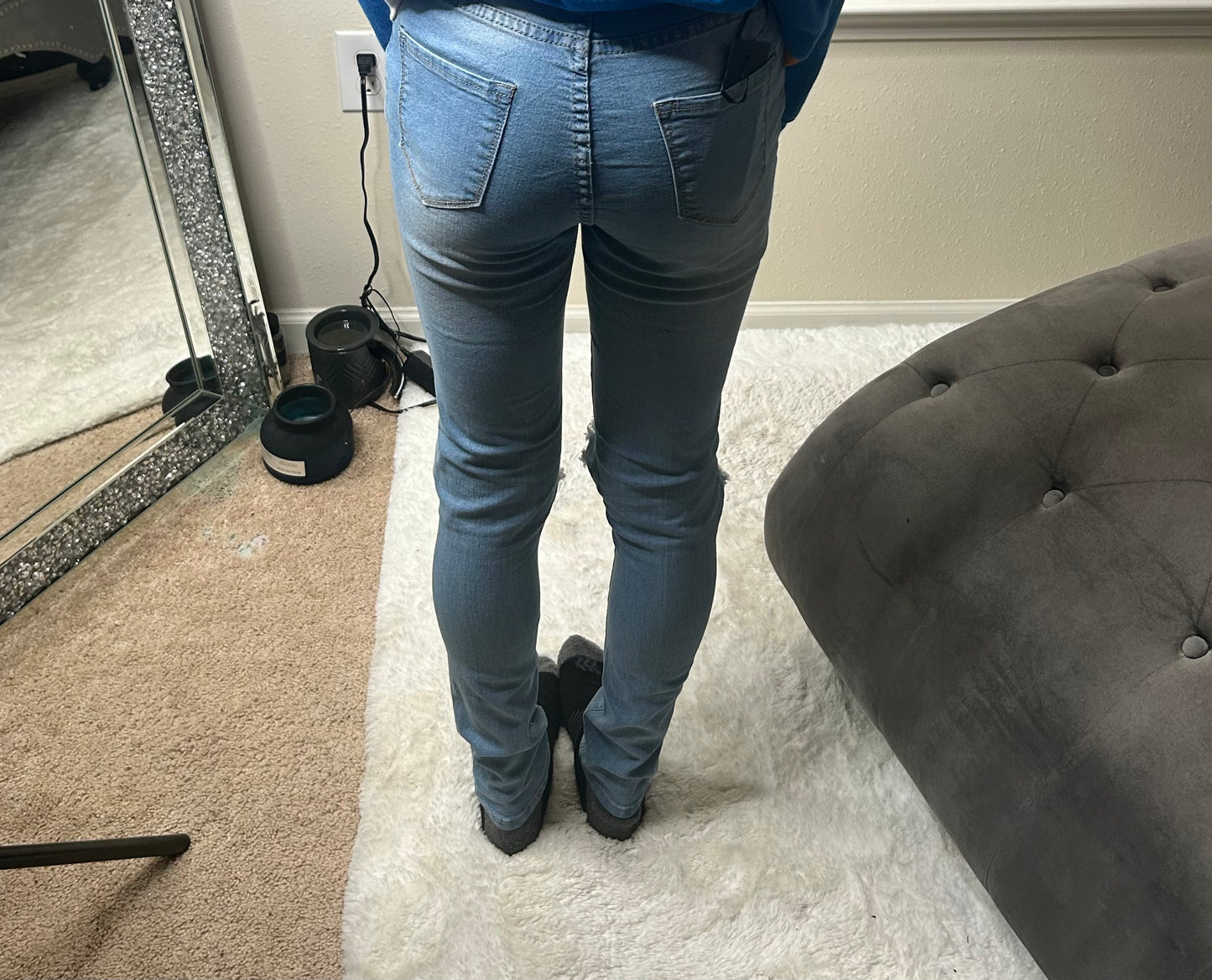 light wash rip jeans